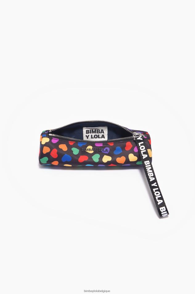 accessoires Bimba Y Lola étui cylindrique en nylon imprimé cœurs noir HV44861119