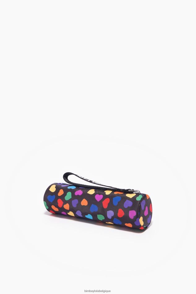 accessoires Bimba Y Lola étui cylindrique en nylon imprimé cœurs noir HV44861119