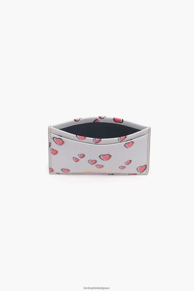 accessoires Bimba Y Lola porte-cartes petits coeurs en cuir gris HV44861005