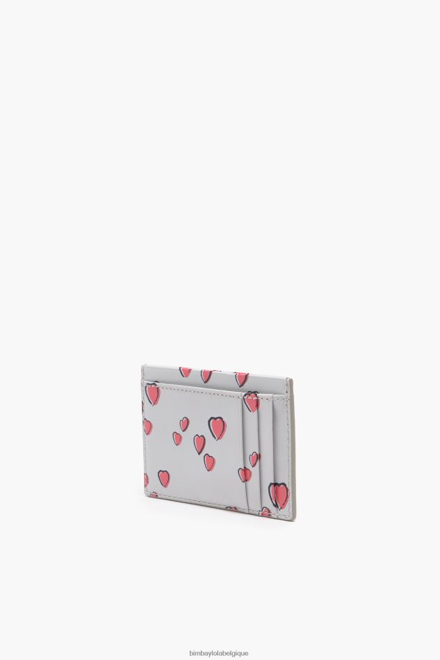 accessoires Bimba Y Lola porte-cartes petits coeurs en cuir gris HV44861005