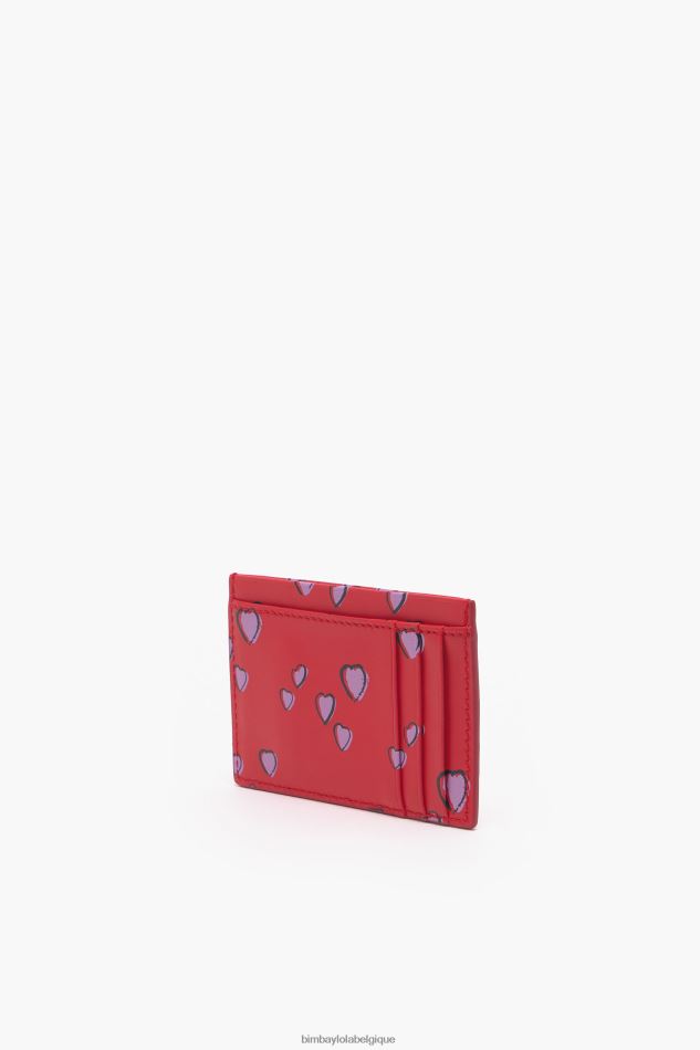accessoires Bimba Y Lola porte-cartes petits coeurs en cuir rouge HV44861006
