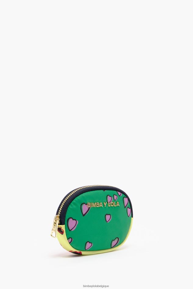 accessoires Bimba Y Lola porte-monnaie avec imprimé coeurs ovale vert HV44861027