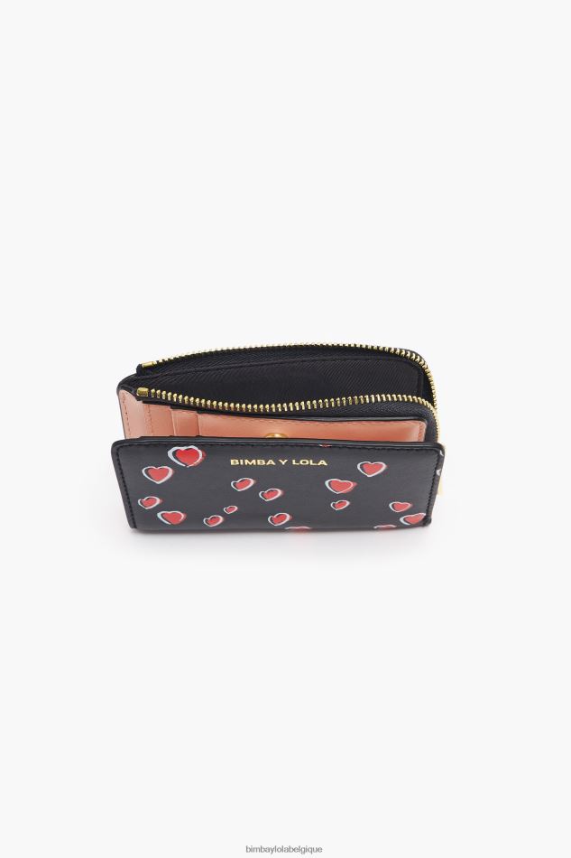 accessoires Bimba Y Lola porte-monnaie en cuir petits coeurs noir HV44861002