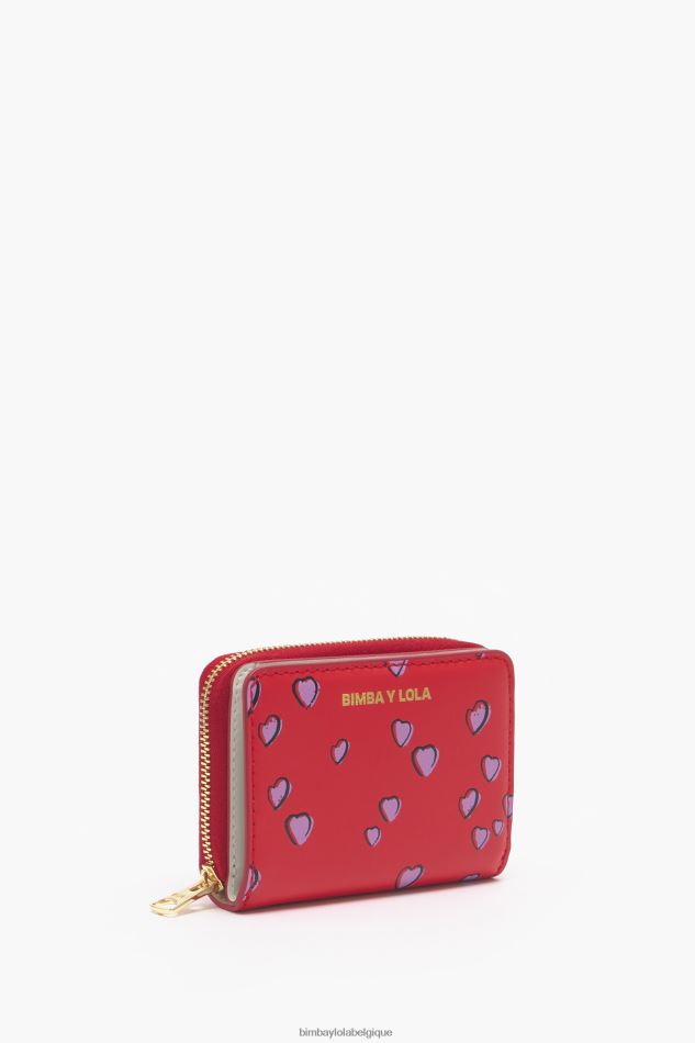 accessoires Bimba Y Lola porte-monnaie en cuir à rabat imprimé petits cœurs rouge HV44861011