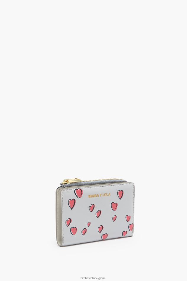 accessoires Bimba Y Lola porte-monnaie petits coeurs en cuir gris HV44861003