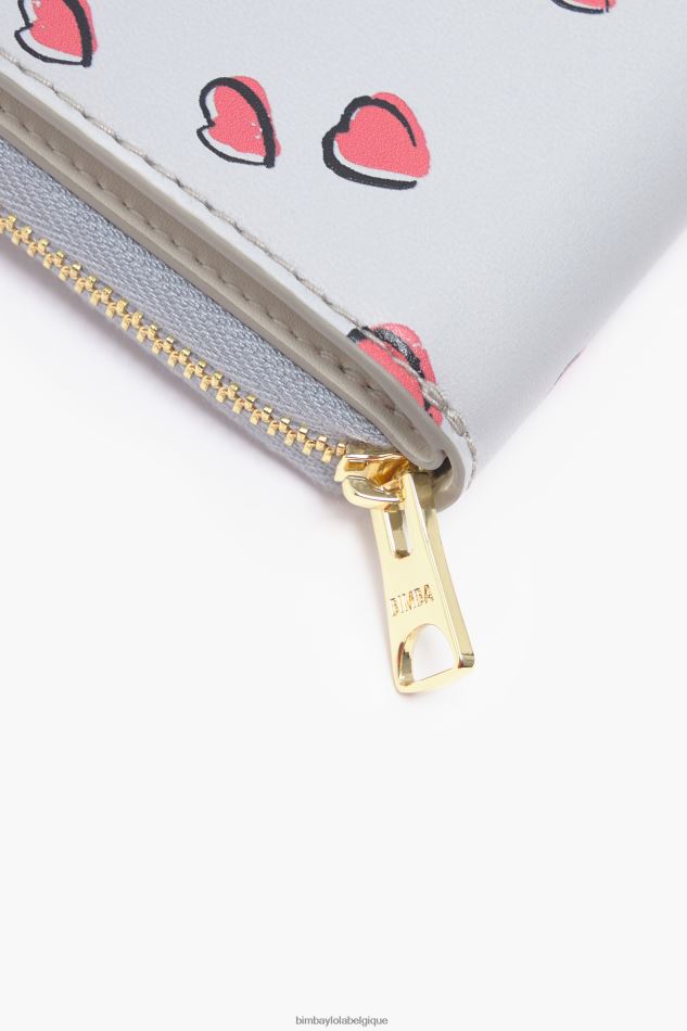 accessoires Bimba Y Lola porte-monnaie petits coeurs en cuir gris HV44861010