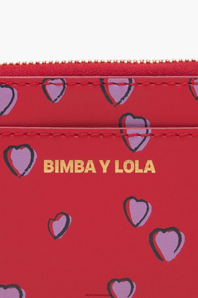 accessoires Bimba Y Lola porte-monnaie petits coeurs en cuir rouge HV44861012