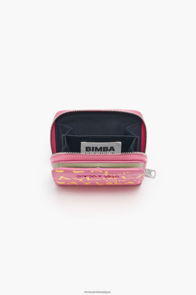 accessoires Bimba Y Lola porte-monnaie à rabat imprimé crocodile rose HV44861044