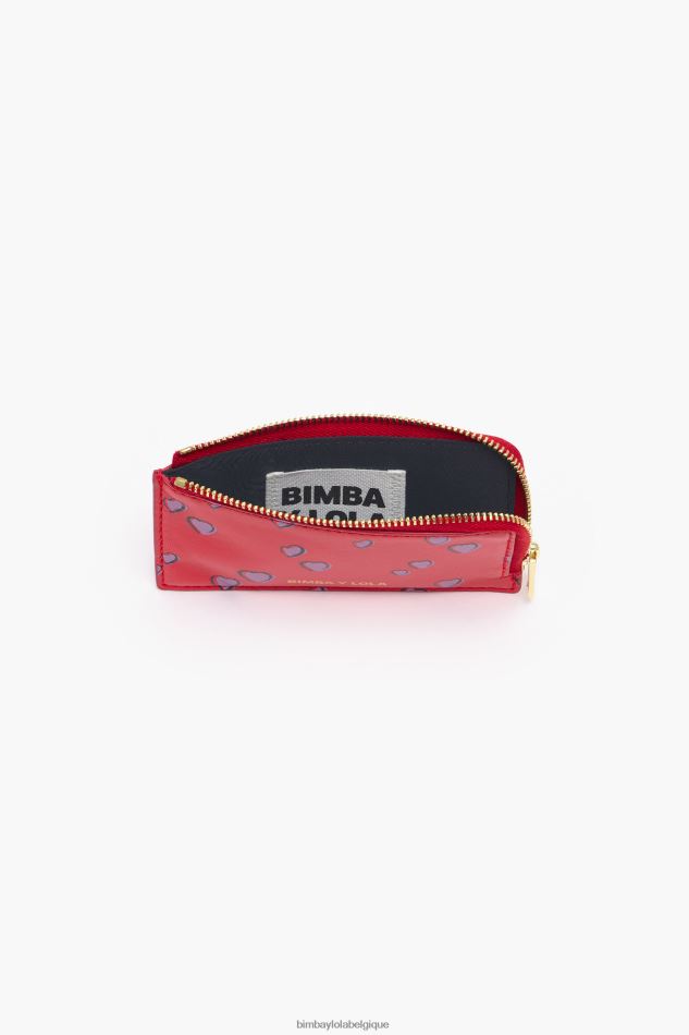 accessoires Bimba Y Lola porte-monnaie rectangulaire en cuir imprimé petits coeurs rouge HV44861009