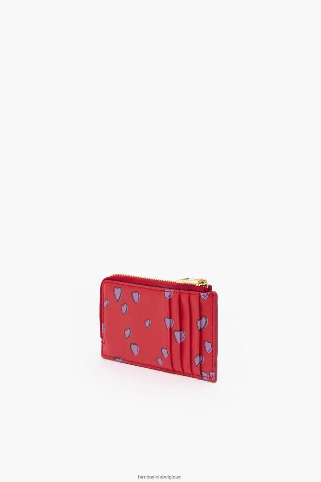 accessoires Bimba Y Lola porte-monnaie rectangulaire en cuir imprimé petits coeurs rouge HV44861009