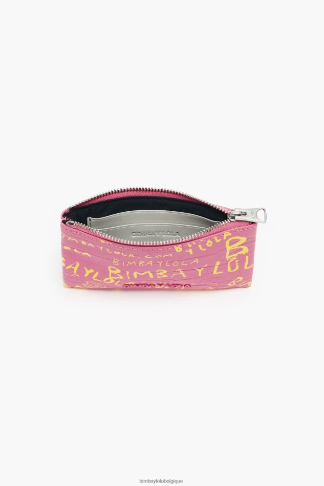 accessoires Bimba Y Lola porte-monnaie rectangulaire à imprimé crocodile rose HV44861041