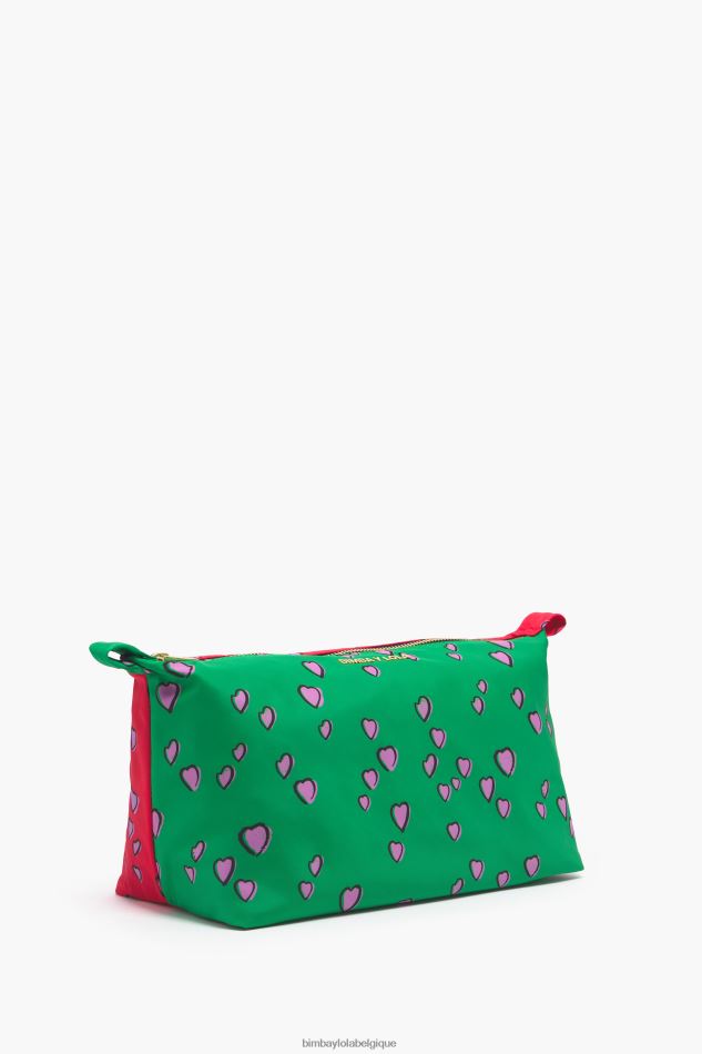 accessoires Bimba Y Lola grande trousse de maquillage avec imprimé coeurs vert trapèze HV44861083