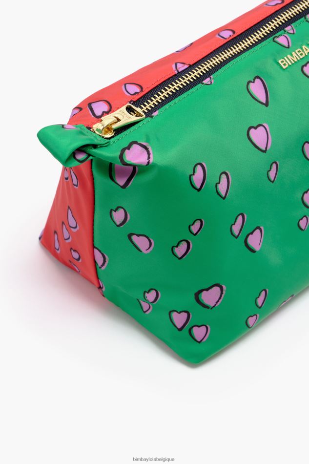 accessoires Bimba Y Lola grande trousse de maquillage avec imprimé coeurs vert trapèze HV44861083