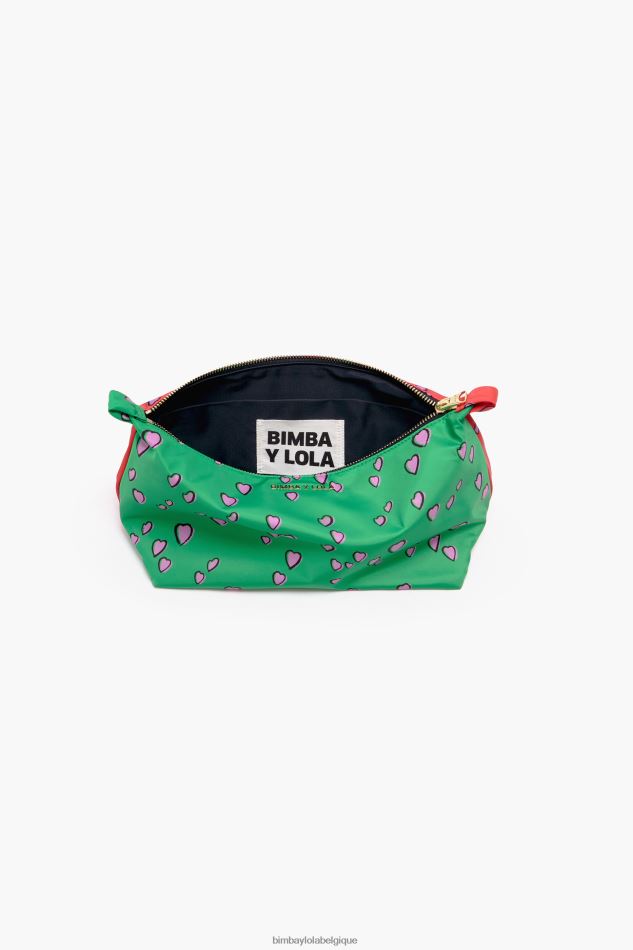 accessoires Bimba Y Lola grande trousse de maquillage avec imprimé coeurs vert trapèze HV44861083