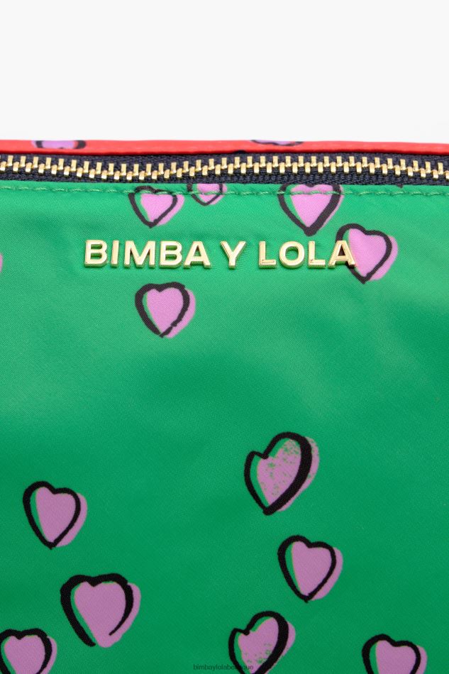 accessoires Bimba Y Lola grande trousse de maquillage avec imprimé coeurs vert trapèze HV44861083