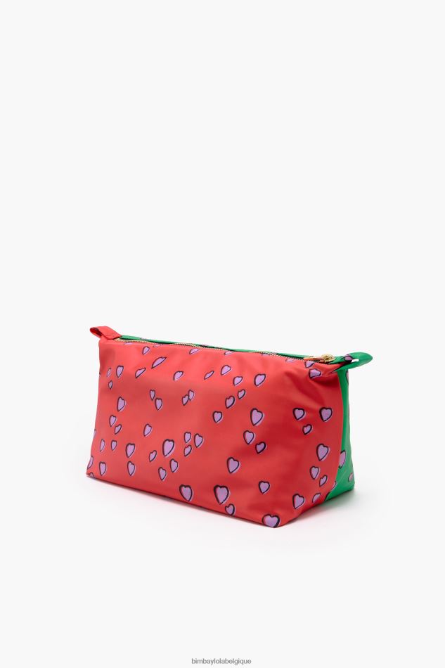 accessoires Bimba Y Lola grande trousse de maquillage avec imprimé coeurs vert trapèze HV44861083