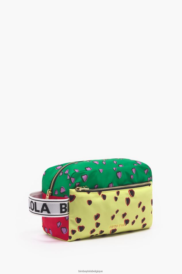 accessoires Bimba Y Lola grande trousse de maquillage rectangulaire avec imprimé coeurs jaune HV44861086