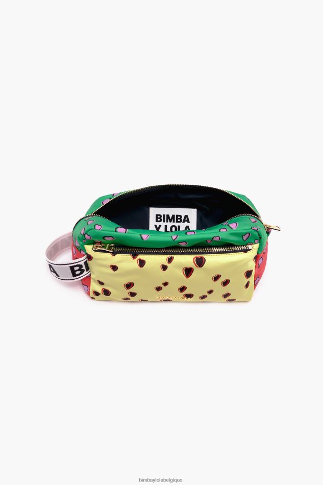 accessoires Bimba Y Lola grande trousse de maquillage rectangulaire avec imprimé coeurs jaune HV44861086