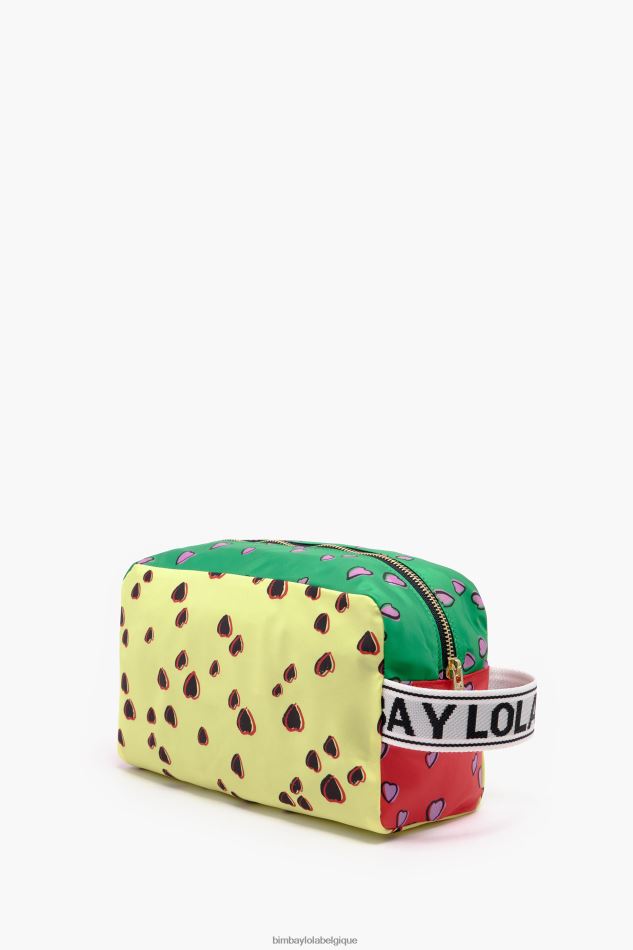 accessoires Bimba Y Lola grande trousse de maquillage rectangulaire avec imprimé coeurs jaune HV44861086