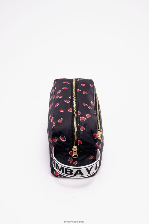 accessoires Bimba Y Lola grande trousse de maquillage rectangulaire avec imprimé coeurs noir HV44861087