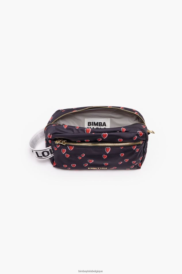 accessoires Bimba Y Lola grande trousse de maquillage rectangulaire avec imprimé coeurs noir HV44861087