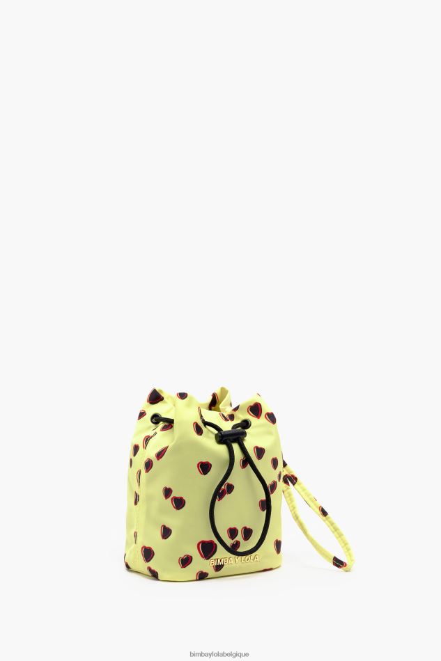 accessoires Bimba Y Lola petit mini sac seau à imprimé cœurs jaune HV44861084