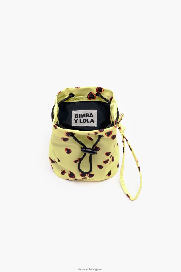 accessoires Bimba Y Lola petit mini sac seau à imprimé cœurs jaune HV44861084