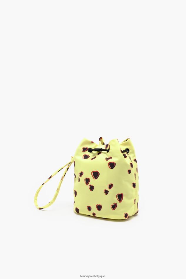 accessoires Bimba Y Lola petit mini sac seau à imprimé cœurs jaune HV44861084