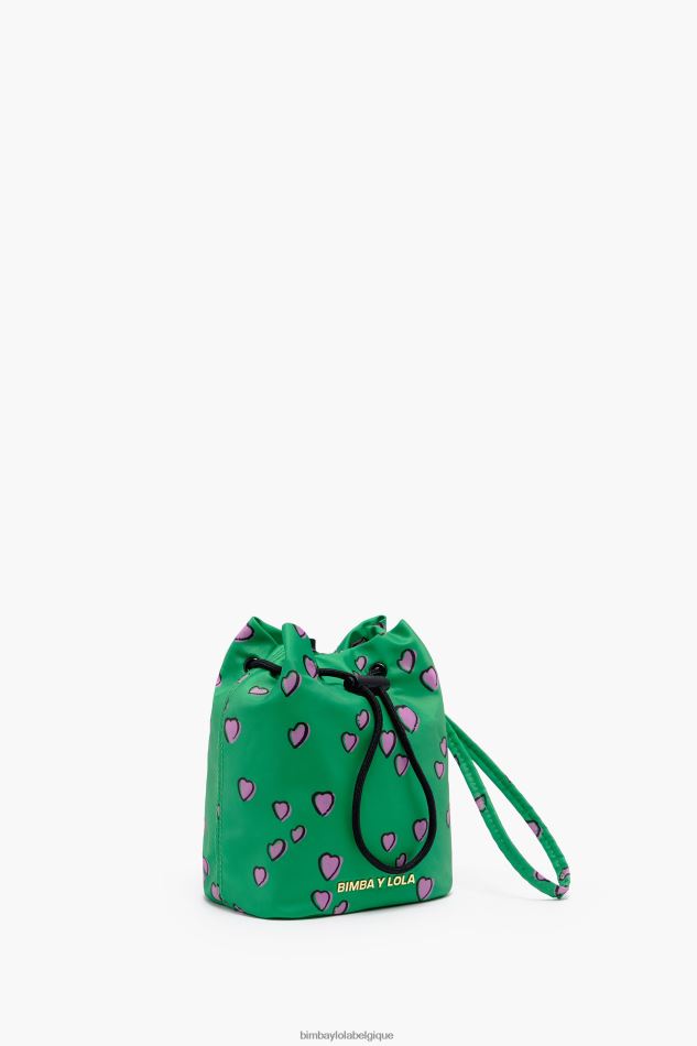 accessoires Bimba Y Lola petit mini sac seau à imprimé cœurs vert HV44861085