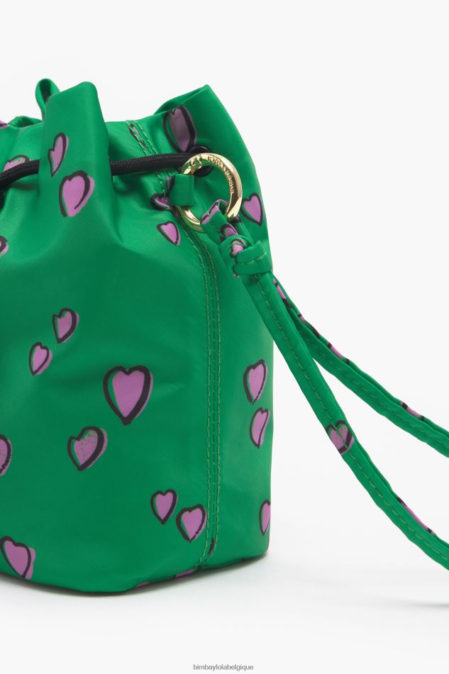 accessoires Bimba Y Lola petit mini sac seau à imprimé cœurs vert HV44861085
