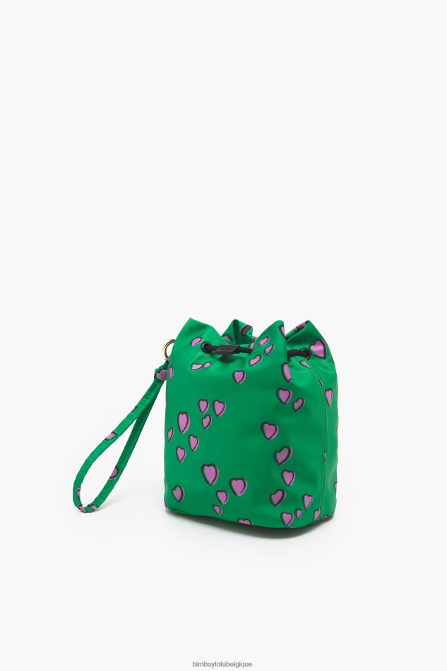 accessoires Bimba Y Lola petit mini sac seau à imprimé cœurs vert HV44861085
