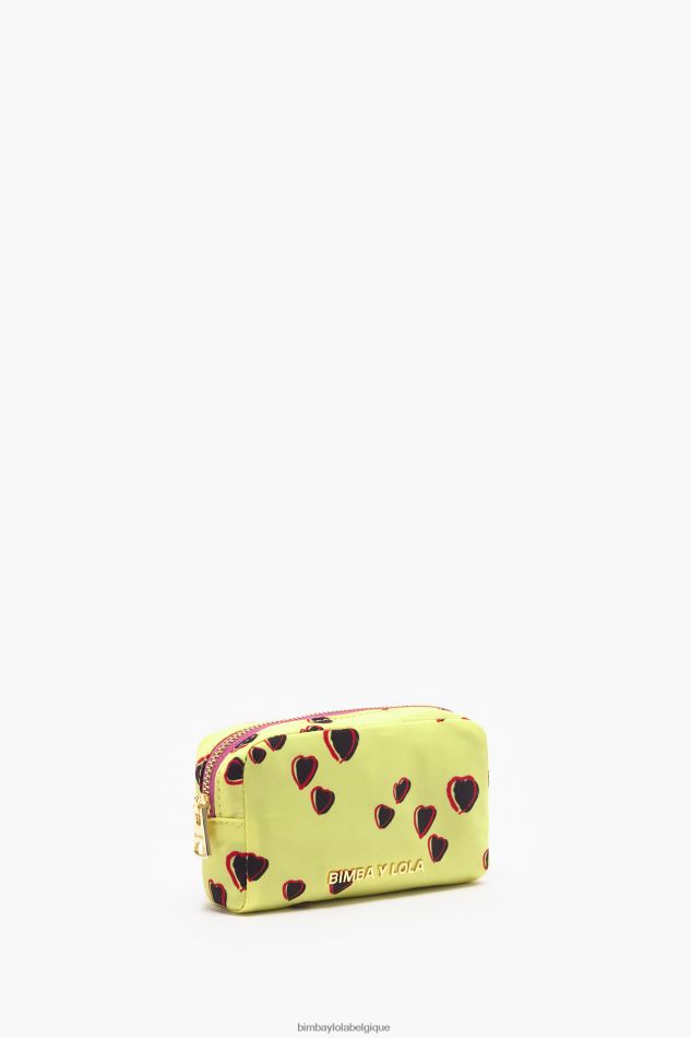 accessoires Bimba Y Lola petite trousse de maquillage rectangulaire avec imprimé coeurs jaune HV44861081
