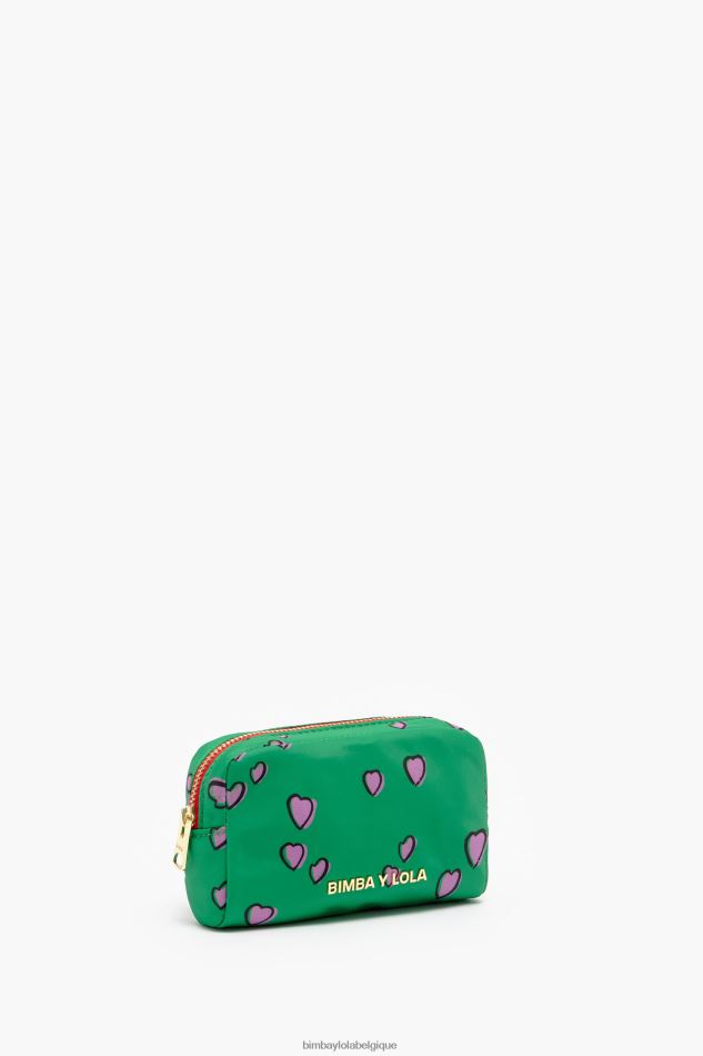 accessoires Bimba Y Lola petite trousse de maquillage rectangulaire avec imprimé coeurs vert HV44861082