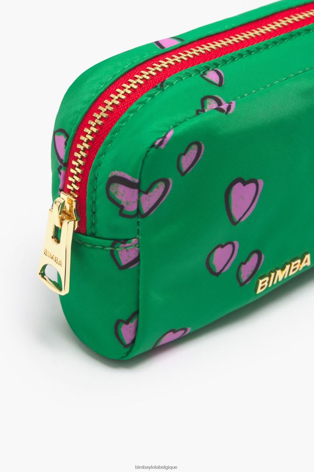 accessoires Bimba Y Lola petite trousse de maquillage rectangulaire avec imprimé coeurs vert HV44861082
