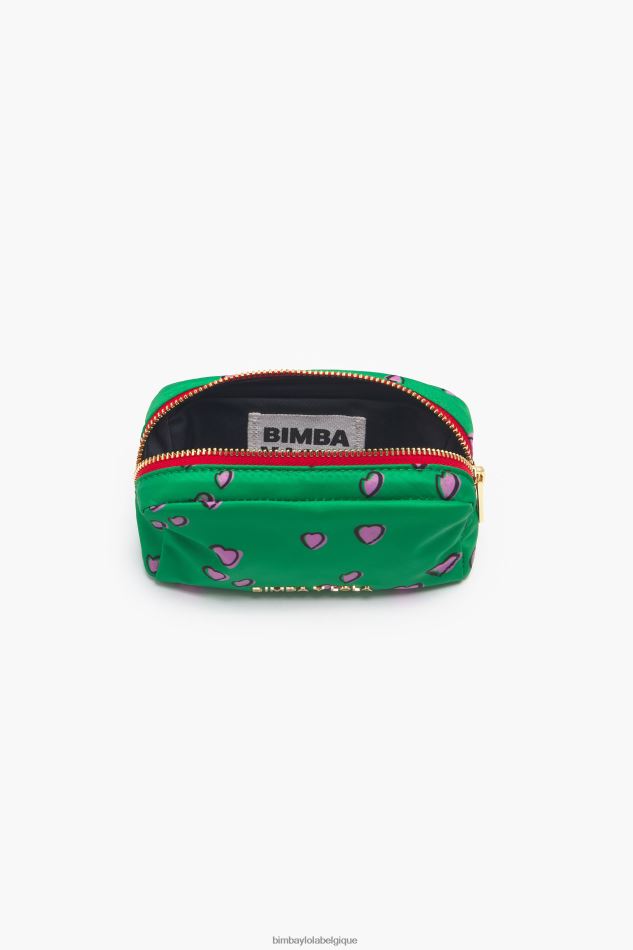 accessoires Bimba Y Lola petite trousse de maquillage rectangulaire avec imprimé coeurs vert HV44861082
