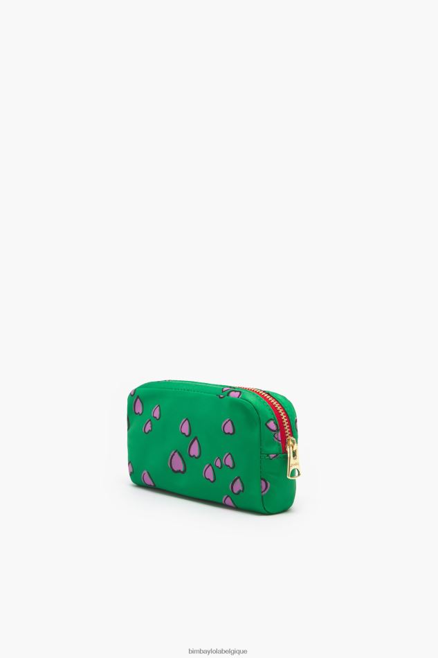 accessoires Bimba Y Lola petite trousse de maquillage rectangulaire avec imprimé coeurs vert HV44861082
