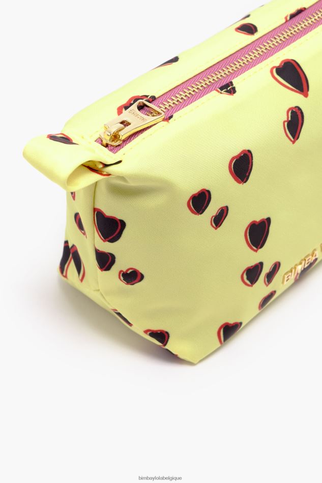accessoires Bimba Y Lola petite trousse trapèze imprimé coeurs jaune HV44861078