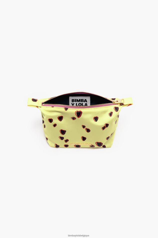 accessoires Bimba Y Lola petite trousse trapèze imprimé coeurs jaune HV44861078