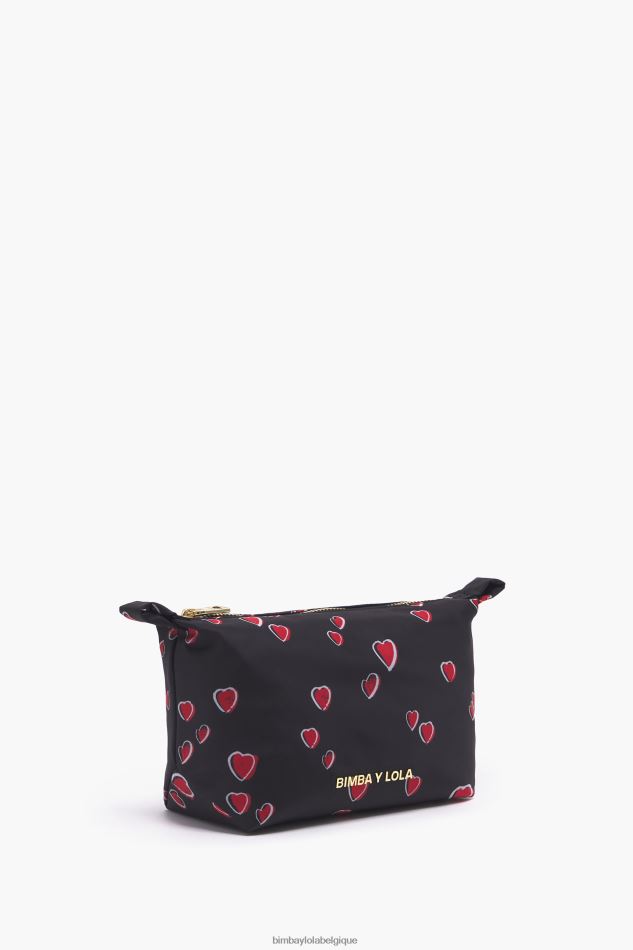accessoires Bimba Y Lola petite trousse trapèze imprimé coeurs noir HV44861080