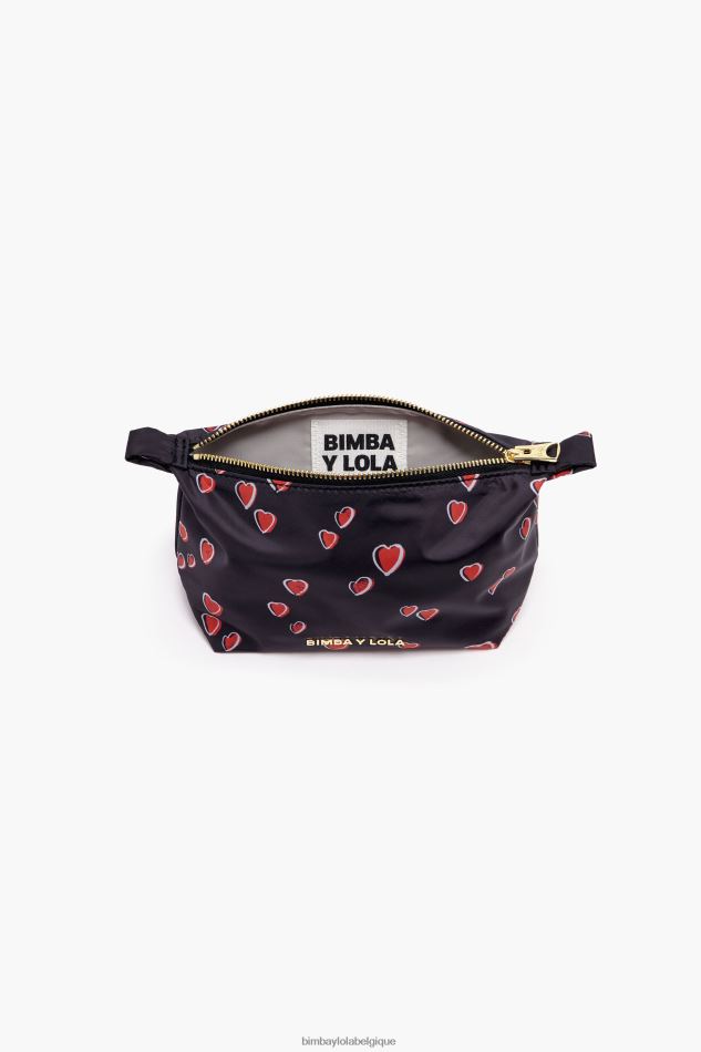 accessoires Bimba Y Lola petite trousse trapèze imprimé coeurs noir HV44861080