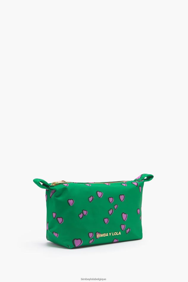 accessoires Bimba Y Lola petite trousse trapèze imprimé coeurs vert HV44861079