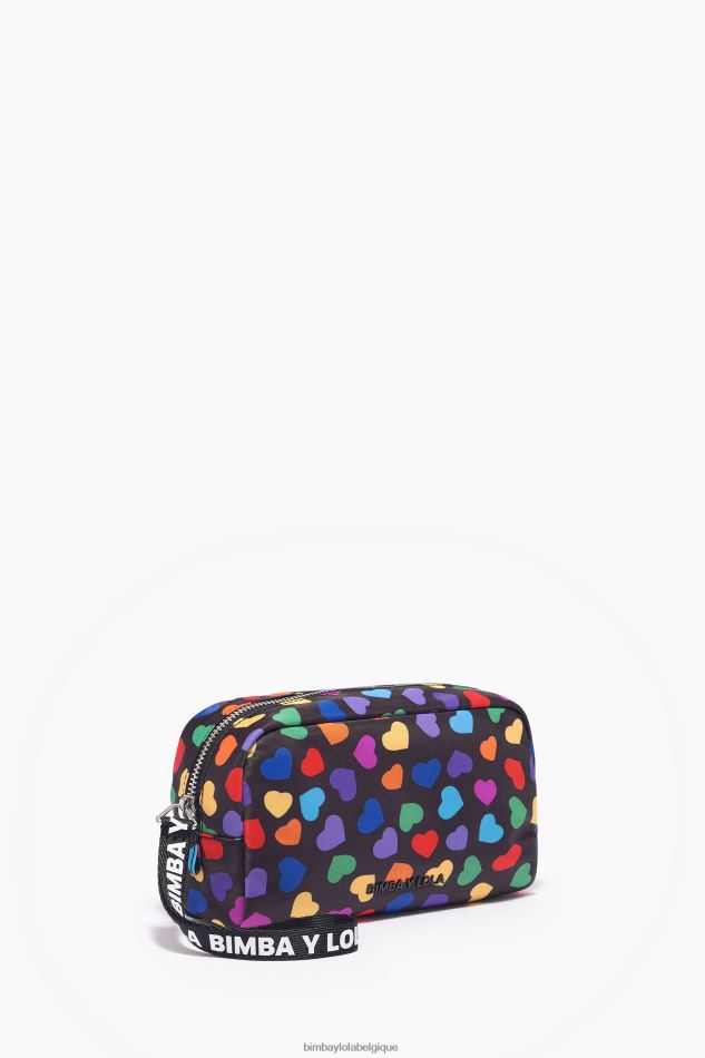 accessoires Bimba Y Lola trousse de maquillage demi-lune en nylon imprimé coeurs noir HV44861118