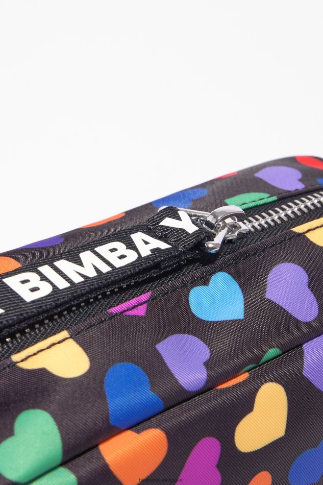 accessoires Bimba Y Lola trousse de maquillage demi-lune en nylon imprimé coeurs noir HV44861118