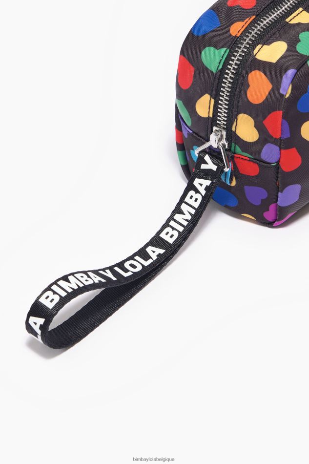 accessoires Bimba Y Lola trousse de maquillage demi-lune en nylon imprimé coeurs noir HV44861118