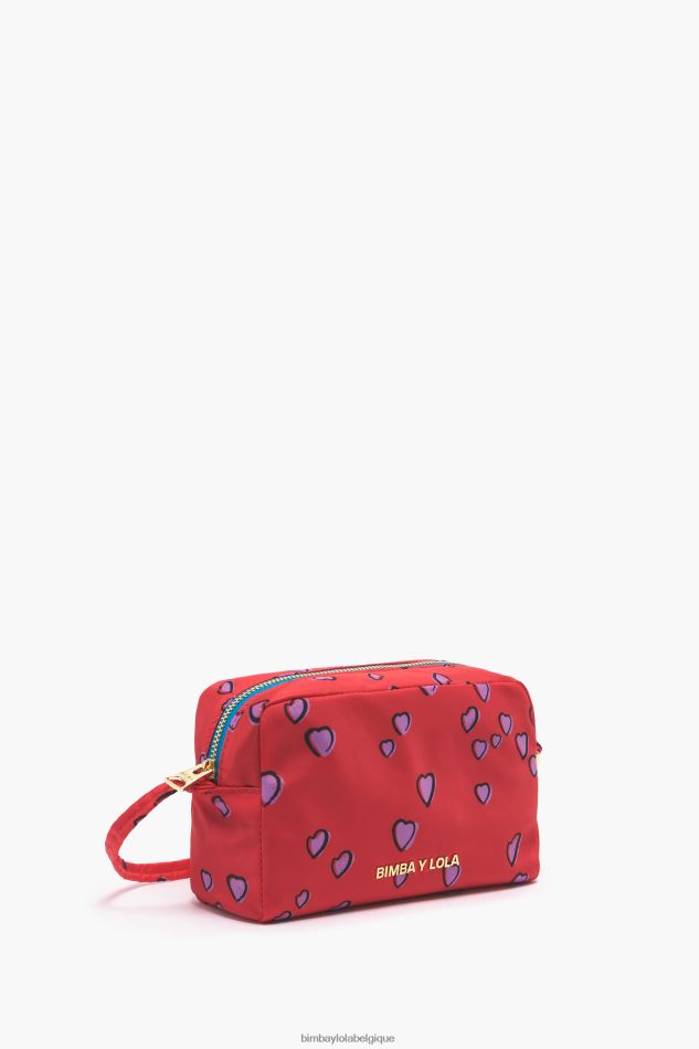 accessoires Bimba Y Lola trousse de maquillage rectangulaire moyenne avec imprimé coeurs rouge HV44861088