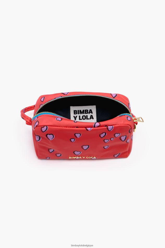 accessoires Bimba Y Lola trousse de maquillage rectangulaire moyenne avec imprimé coeurs rouge HV44861088