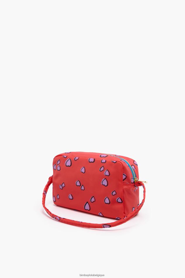 accessoires Bimba Y Lola trousse de maquillage rectangulaire moyenne avec imprimé coeurs rouge HV44861088