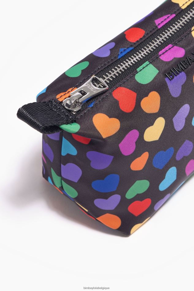 accessoires Bimba Y Lola trousse de maquillage trapèze en nylon imprimé cœurs noir HV44861116