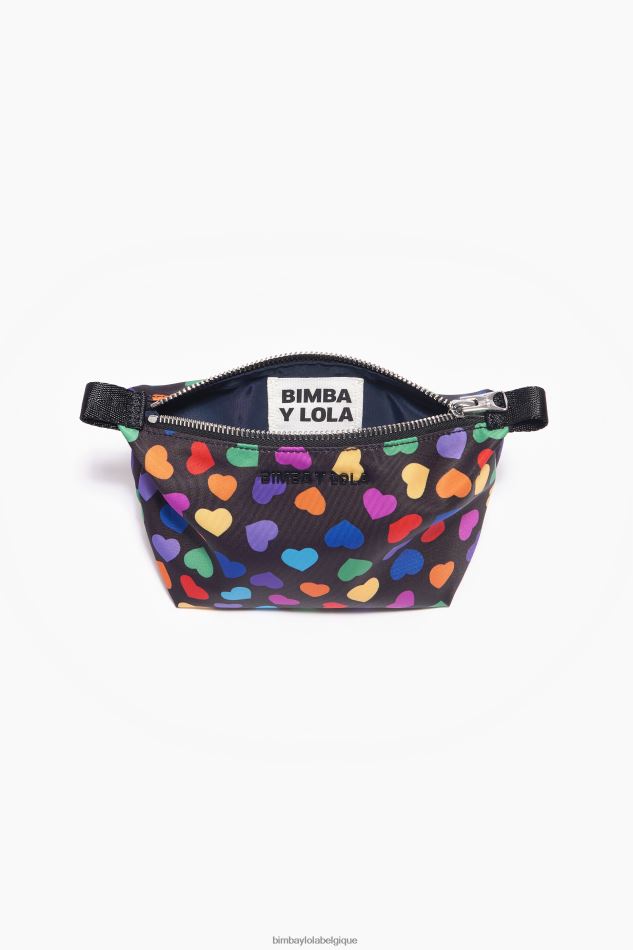 accessoires Bimba Y Lola trousse de maquillage trapèze en nylon imprimé cœurs noir HV44861116