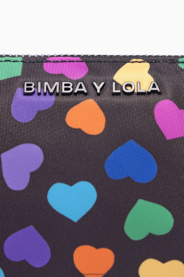 accessoires Bimba Y Lola trousse de maquillage trapèze en nylon imprimé cœurs noir HV44861116